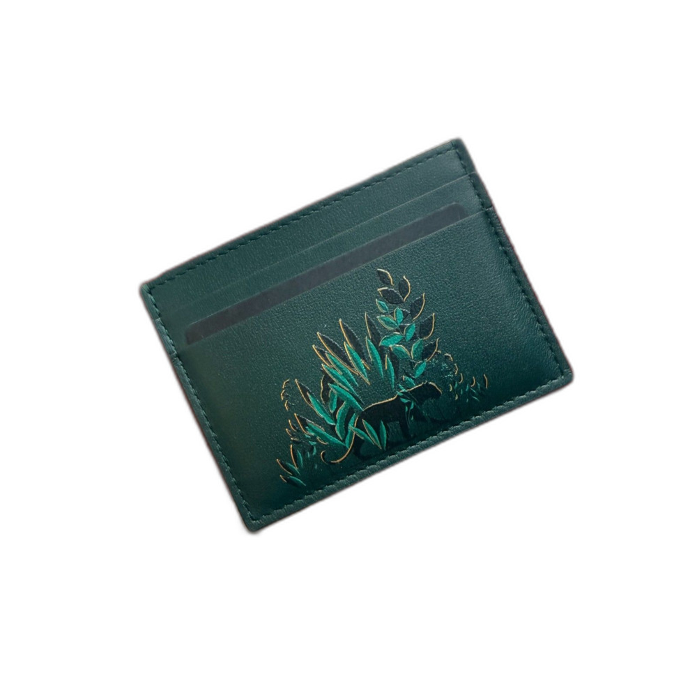 Cartier Panthère Leather Card Holder Green Calfskin Unisex OS